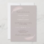 エンジェル羽赤面ピンクチューペエレガントな結婚式 招待状 (正面)