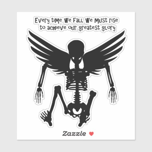 エンジェル落ちたスケルトンシルエット引用文ウィズドアート シール (シート)