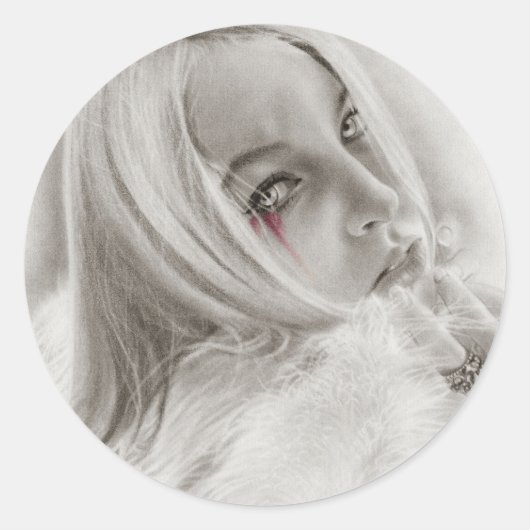 エンジェル落ちたステッカー ラウンドシール (正面)