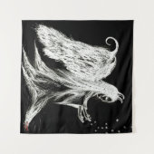 エンジェル落ちたデーモンスケッチのスモダンケッチブラック タペストリー (正面(横))