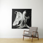 エンジェル落ちたデーモンスケッチのスモダンケッチブラック タペストリー (インサイチュ)