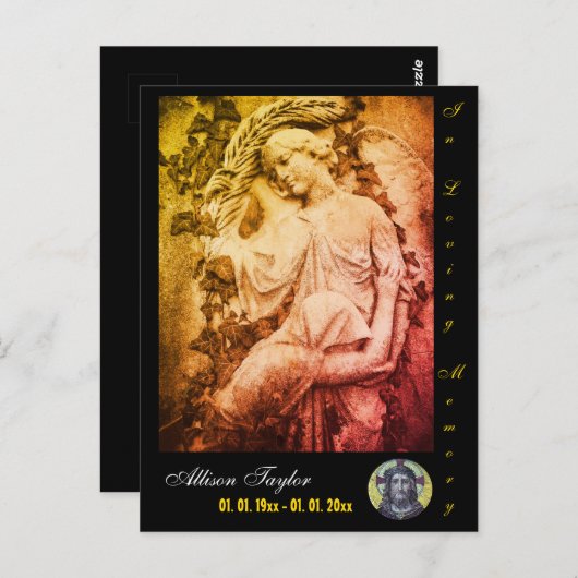 エンジェル記念またはパーソナライズされた葬式カード ポストカード (正面/裏面)