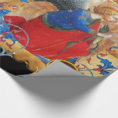 エンジェル赤,金ゴールド,青いフローラパーチメント赤い宝石 ラッピングペーパー (角)