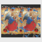 エンジェル赤,金ゴールド,青いフローラパーチメント赤い宝石 ラッピングペーパー (フラット)