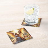 エンジェル遊のハープと花と蝶 スクエアペーパーコースター (インサイチュ)