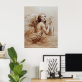 エンジェル遊のライラ雲の上に茶色セピア ポスター (ホームオフィス)