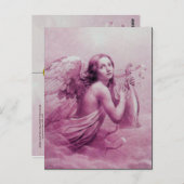 エンジェル遊のライラ雲の上に、アンティークピンク ポストカード (正面/裏面)