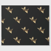 エンジェル遊ズ・トランペット・ブラック・金ゴールド・クリスマス ラッピングペーパー (フラット)