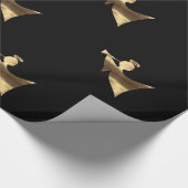 エンジェル遊ズ・トランペット・ブラック・金ゴールド・クリスマス ラッピングペーパー (角)