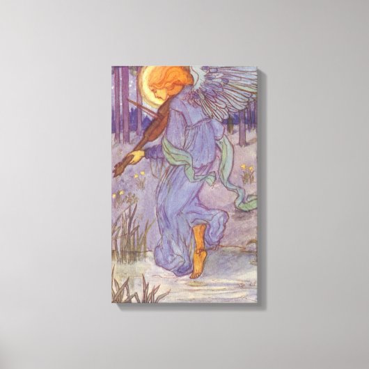 エンジェル遊ミュージシャンズAヴァイオリン、ヴィンテージ音楽 キャンバスプリント (正面)