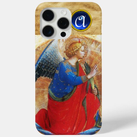 エンジェル金ゴールド赤と青の宝石モノグラム Case-Mate iPhoneケース (裏面)