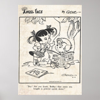 エンジェル顔漫画ストリップ"上下逆に印刷" ポスター