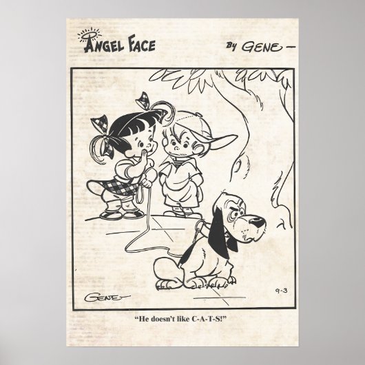 エンジェル顔漫画ストリップ「犬は猫が好きじゃない」 ポスター (正面)