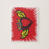 エンジェル飛んでいるハートタトゥー ジグソーパズル (縦)