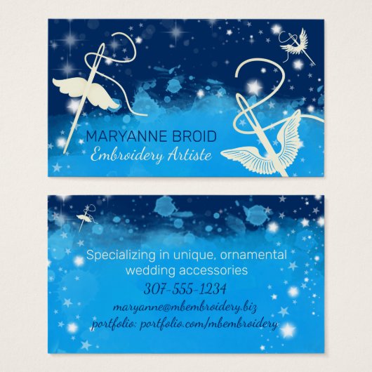 エンジェル飛んでいる裁縫針刺繍キルティング (正面&裏面)