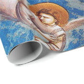 エンジェル飛んでいる/ブルージェムクリスマス喜び平和の愛 ラッピングペーパー (ロールコーナー)