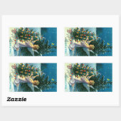 エンジェル飾のクリスマスツリー2 長方形シール (シート)