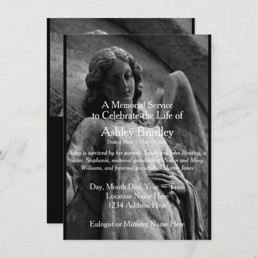 エンジェル1メモリアル葬儀のお知らせ 招待状 (正面/裏面)