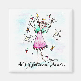 エンジェル・イン・レッド・ガウンにはハートとピースハトのスケッチがある マグネット