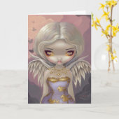 「エンジェル・イン・薄紫」グリーティングカード カード (黄色い花)