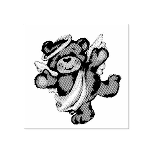 エンジェル・ウィングス・スタンプ付きテディベア ラバースタンプ (インプリント)