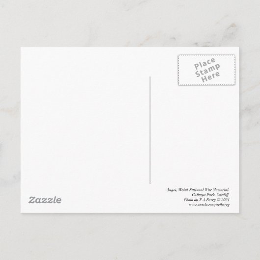 エンジェル、ウェールズ国民戦記念碑。カーディフ ポストカード (裏面)