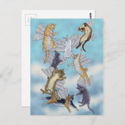 エンジェル・キャッツの群れ ポストカード (正面/裏面)