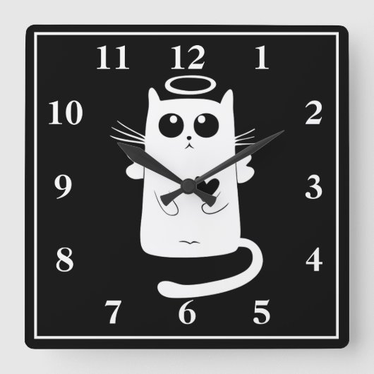 エンジェル・キャット スクエア壁時計 (正面)