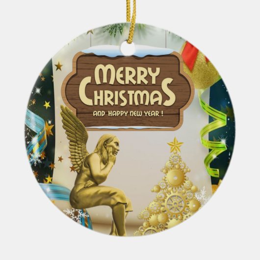 エンジェル・クリスマスサークルオーナメント セラミックオーナメント (正面)