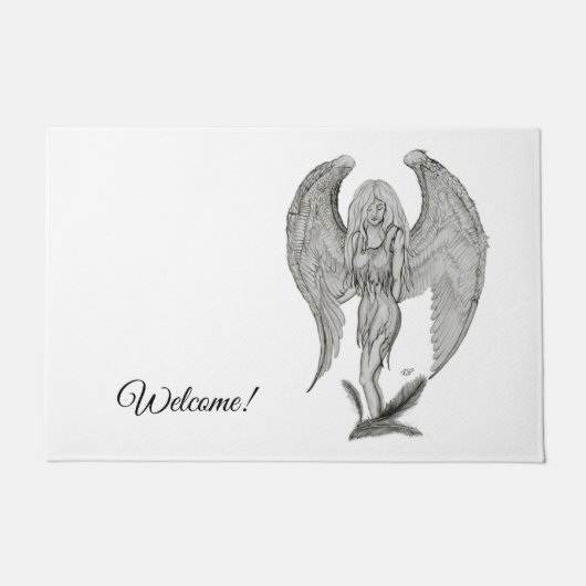 エンジェル、テキストの追加 ドアマット (正面)
