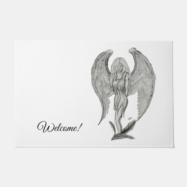 エンジェル、テキストの追加 ドアマット (正面)