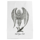 エンジェル、テキストの追加 ミディアムペーパーバッグ (裏面)