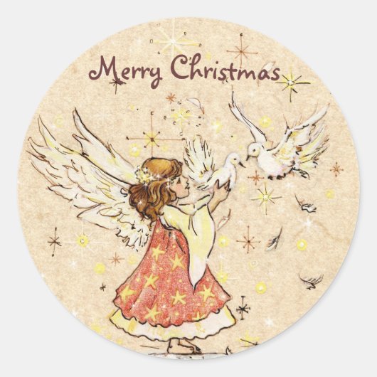 エンジェル&ドブステッカーギフトラベル ラウンドシール (正面)