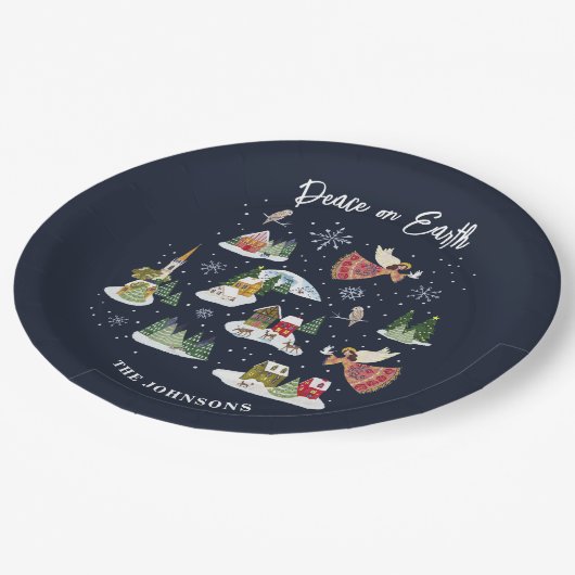 エンジェル・ピース・オン・アース・クリスマス ペーパープレート (アングル)