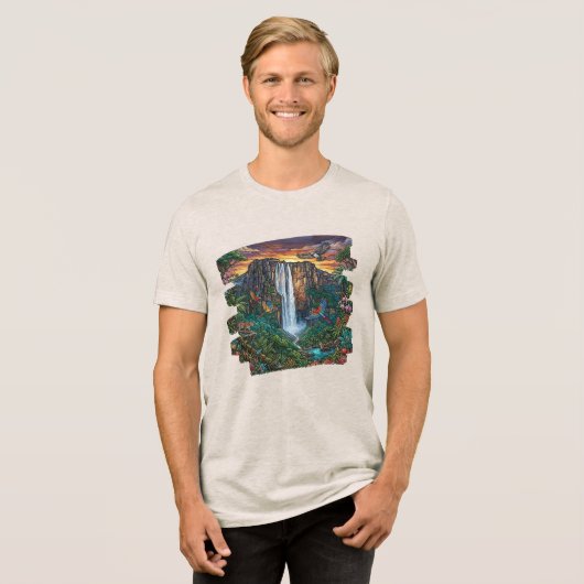 エンジェル・フォールズ 世界一の滝の驚異 トライブレンドTシャツ (正面全面)