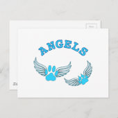 エンジェル・ペット・ポーズ・イン・ブルー ポストカード (正面/裏面)