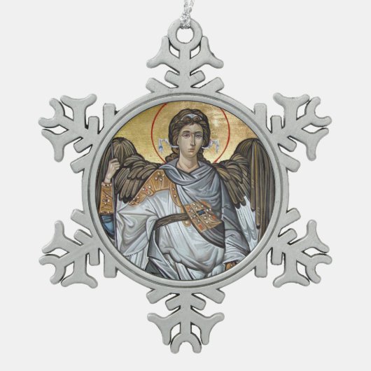 エンジェル・マイケル スノーフレークピューターオーナメント (正面)