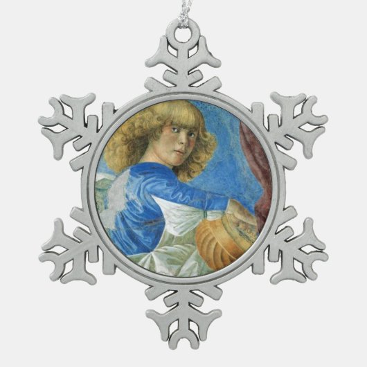 エンジェル・メイキング・ミュージック スノーフレークピューターオーナメント (正面)