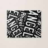 エンジェル・ラブ・ドーブ、ホワイト・オン・ブラック ジグソーパズル (横)