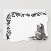 エンジェル、失ったイ考えン、クロック、ホワイトデザイン 招待状 (正面)