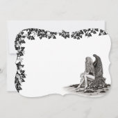 エンジェル、失ったイ考えン、クロック、ホワイトデザイン 招待状 (裏面)