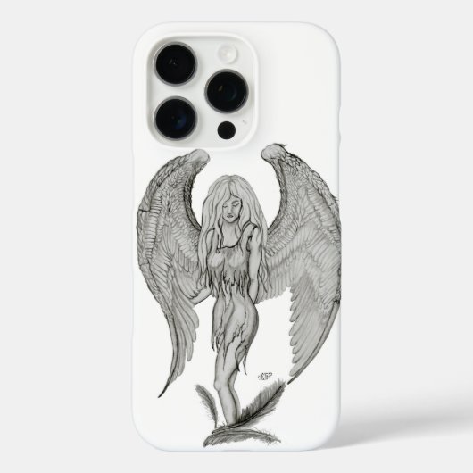 エンジェル – 白黒デザイン Case-Mate iPhoneケース (裏面)