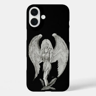 エンジェル – 白黒デザイン iPhone 16 PLUSケース