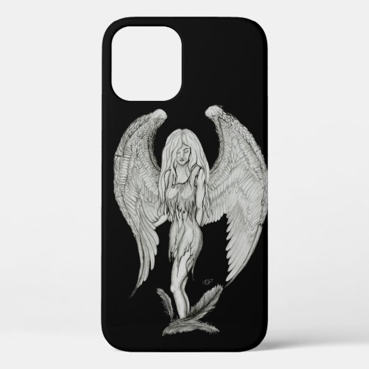 エンジェル – 白黒デザイン Case-Mate iPhoneケース (裏面)