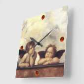 エンジェル/翼のあるチェリュブ，雲ラファエロSanzio スクエア壁時計 (傾斜)