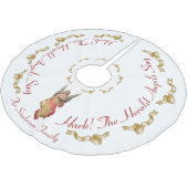 エンジェル、金ゴールド、ホワイト、レッドヴィンテージクリスマス ブラッシュドポリエステルツリースカート (アングル)