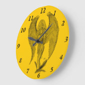 エンジェル – 黒と黄色のデザイン ラージ壁時計 (傾斜)