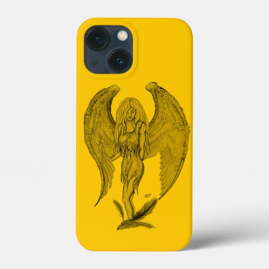 エンジェル – 黒と黄色のデザイン Case-Mate iPhoneケース (裏面)