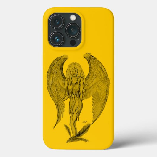 エンジェル – 黒と黄色のデザイン Case-Mate iPhoneケース (裏面)