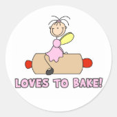 エンジェルTシャツとギフトを焼くのが大好き ラウンドシール (正面)